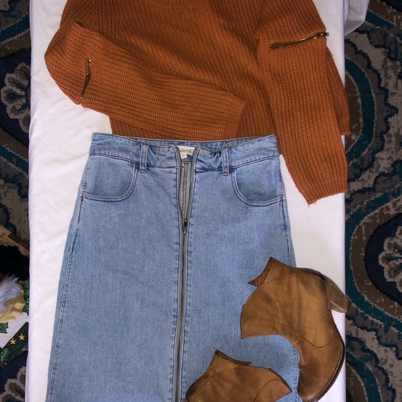 Madewell midi full zipper denim skirt - Picture 2 of 6